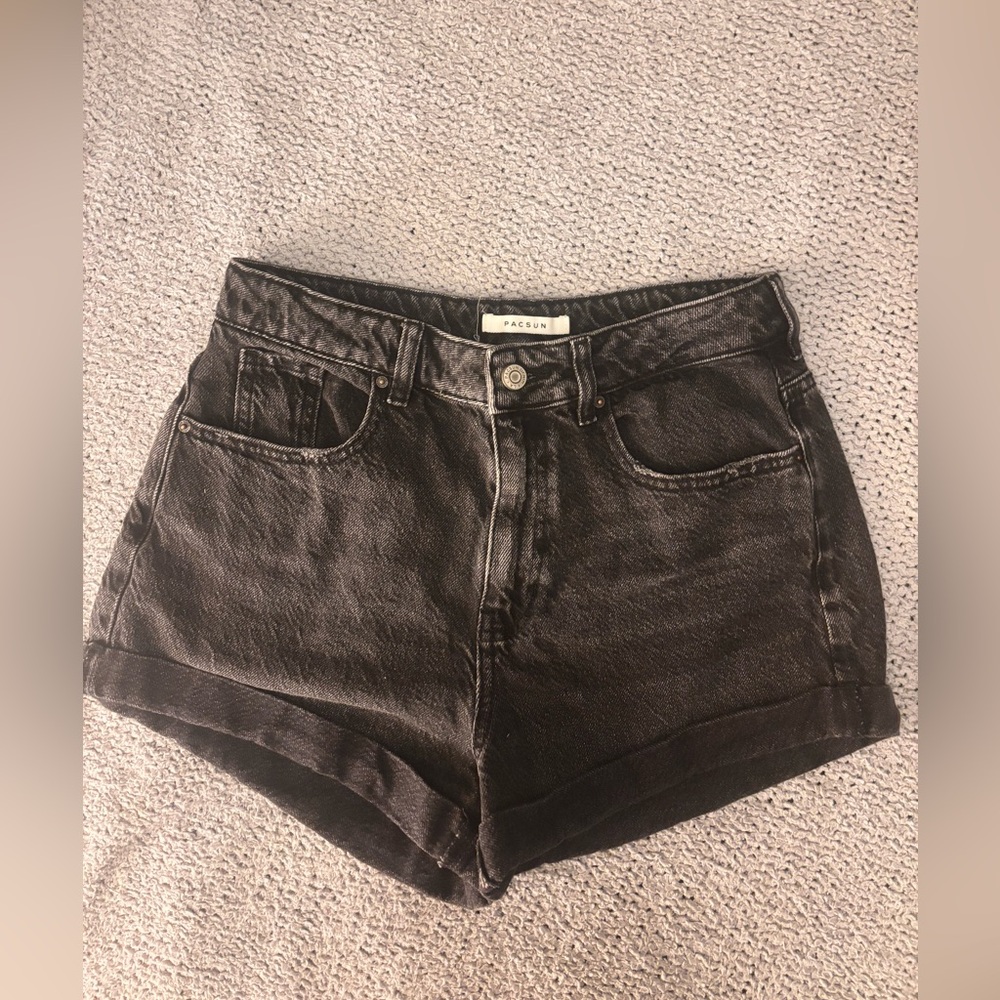 PacSun Washed Black High-Rise Denim Shorts size 27